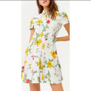 Polka Dot Button Up Floral Dress NWT Forever 21